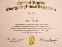 Photograph of a NREMT Certificate